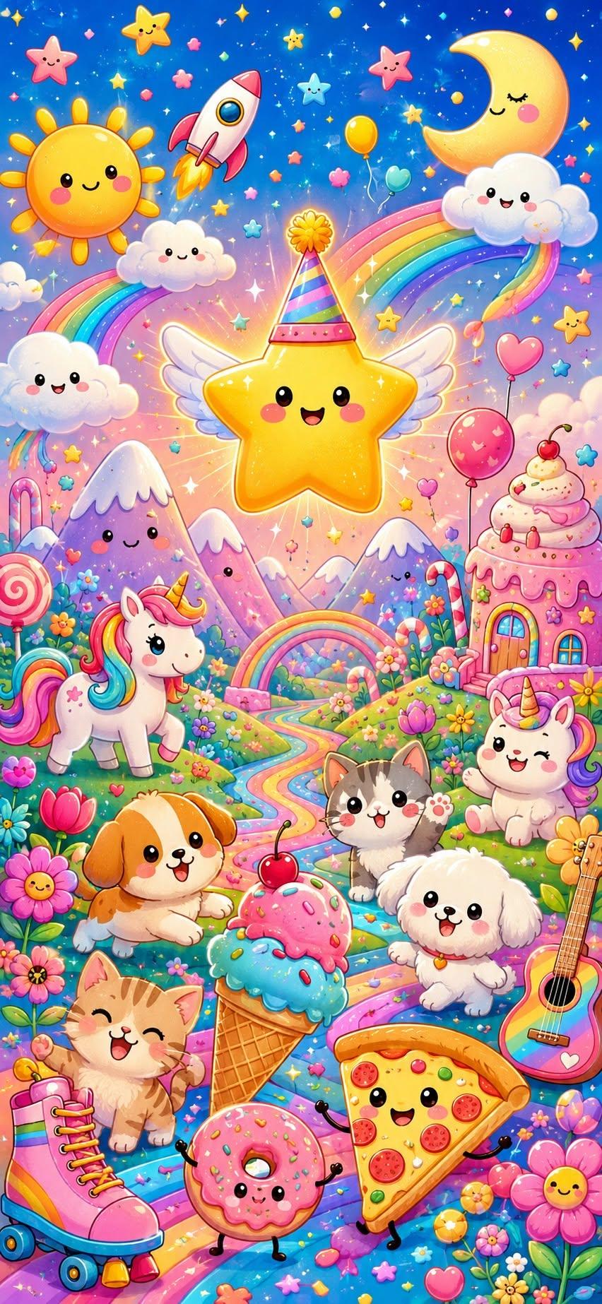 Kawaii Rainbow Fantasy Wallpaper