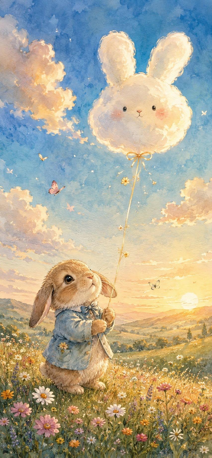 Dreamy Bunny Balloon Wallpaper
