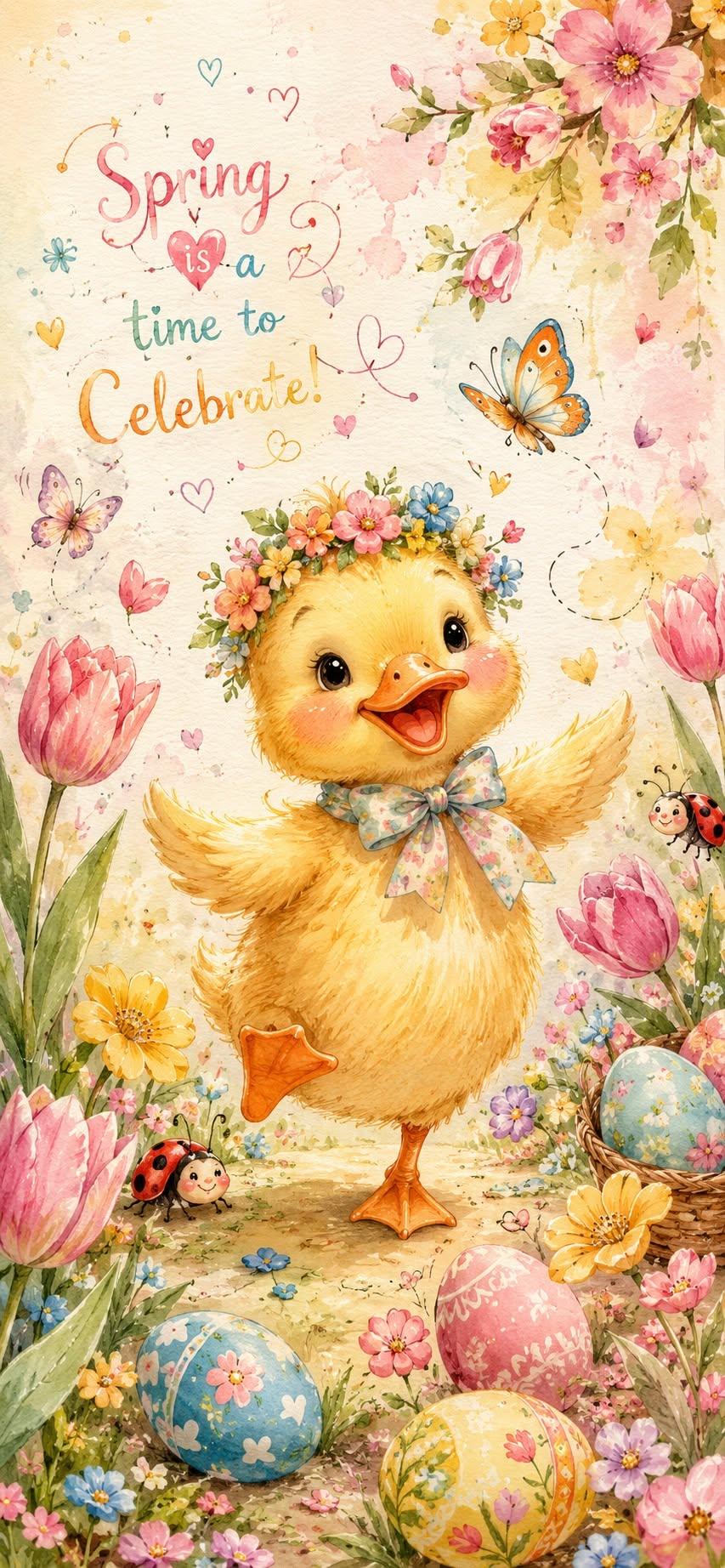 Cute Spring Duckling Wallpaper