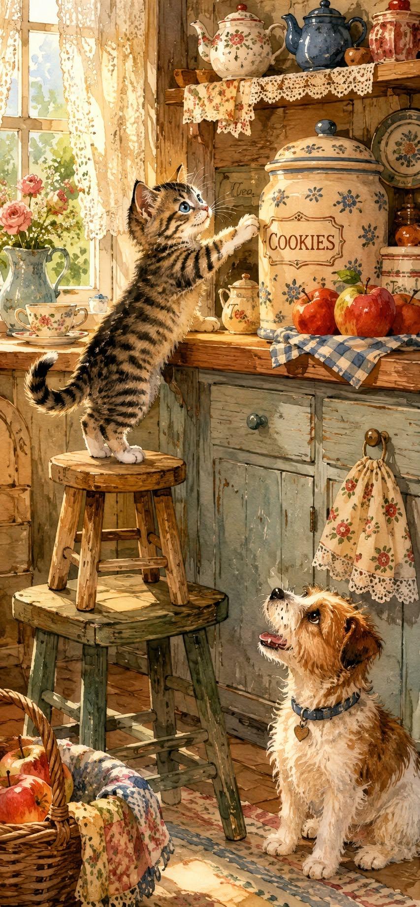 Cozy Vintage Kitchen Wallpaper