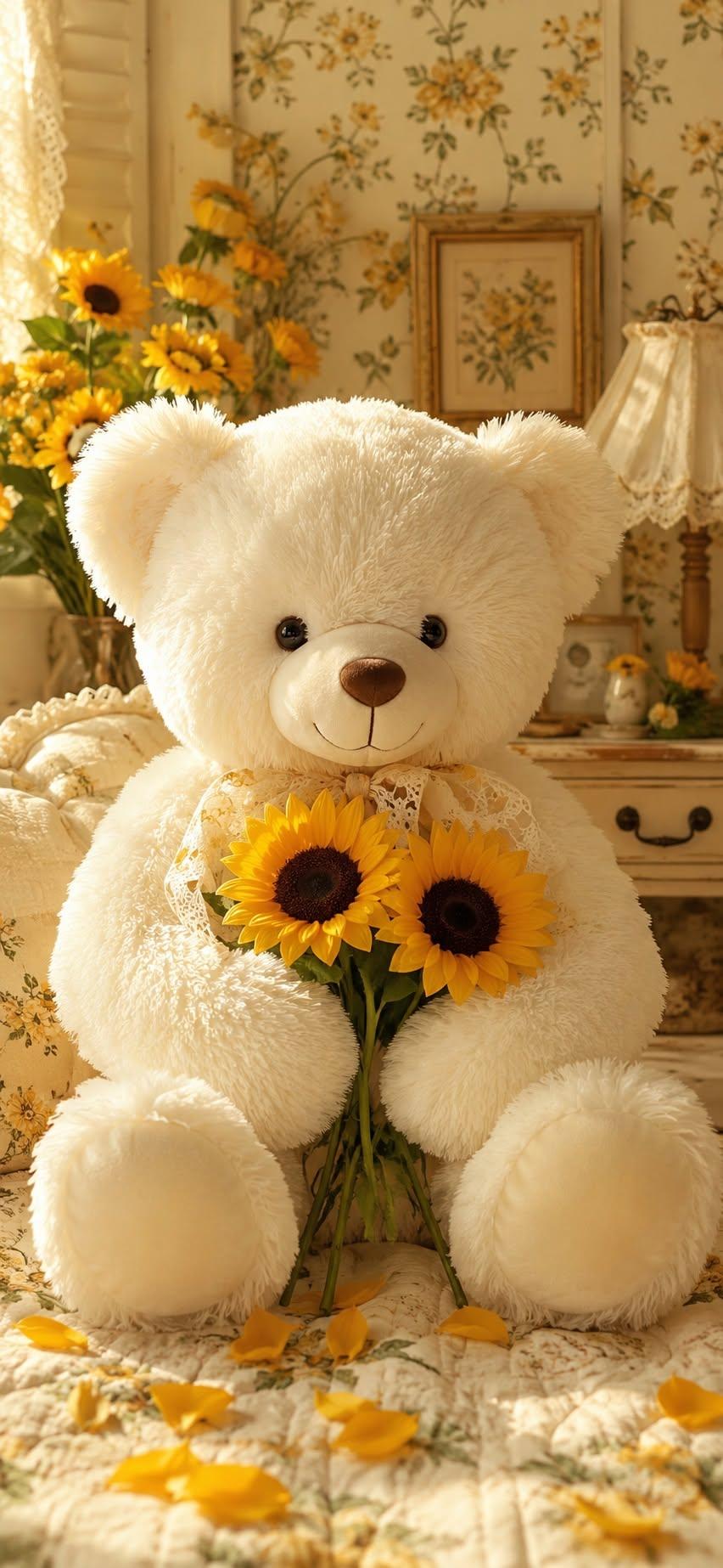Sunflower Teddy Bear Wallpaper
