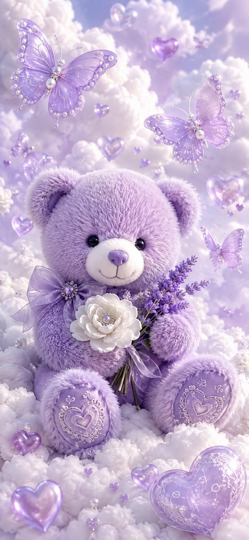 Lavender Teddy Bear Wallpaper