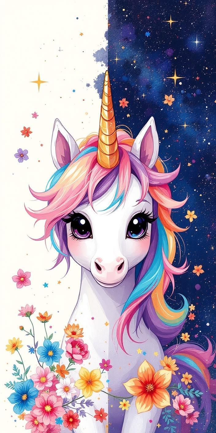 Cute Unicorn Galaxy Art Wallpaper