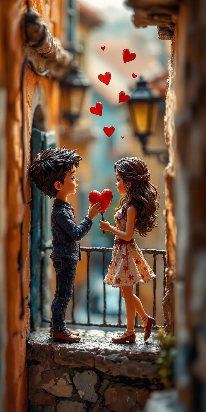 Cute Love Miniature Couple Wallpaper