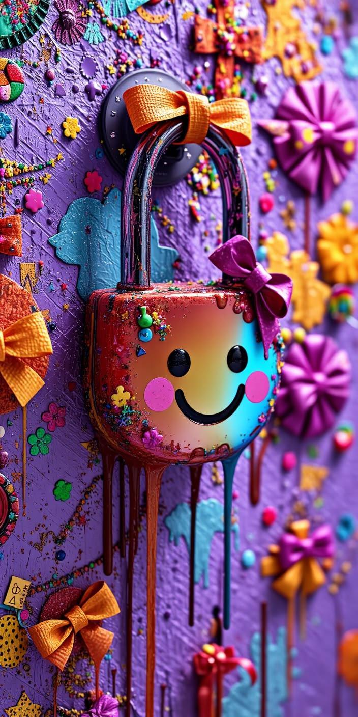 Rainbow Smile Lock Aesthetic Wallpaper