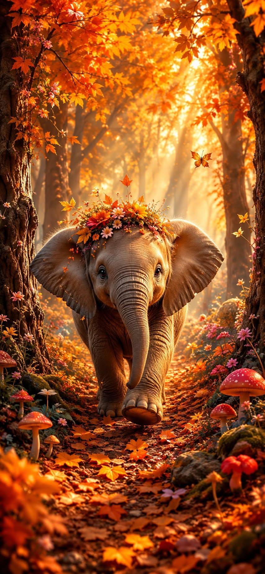 Cute Elephant Autumn Wallpaper