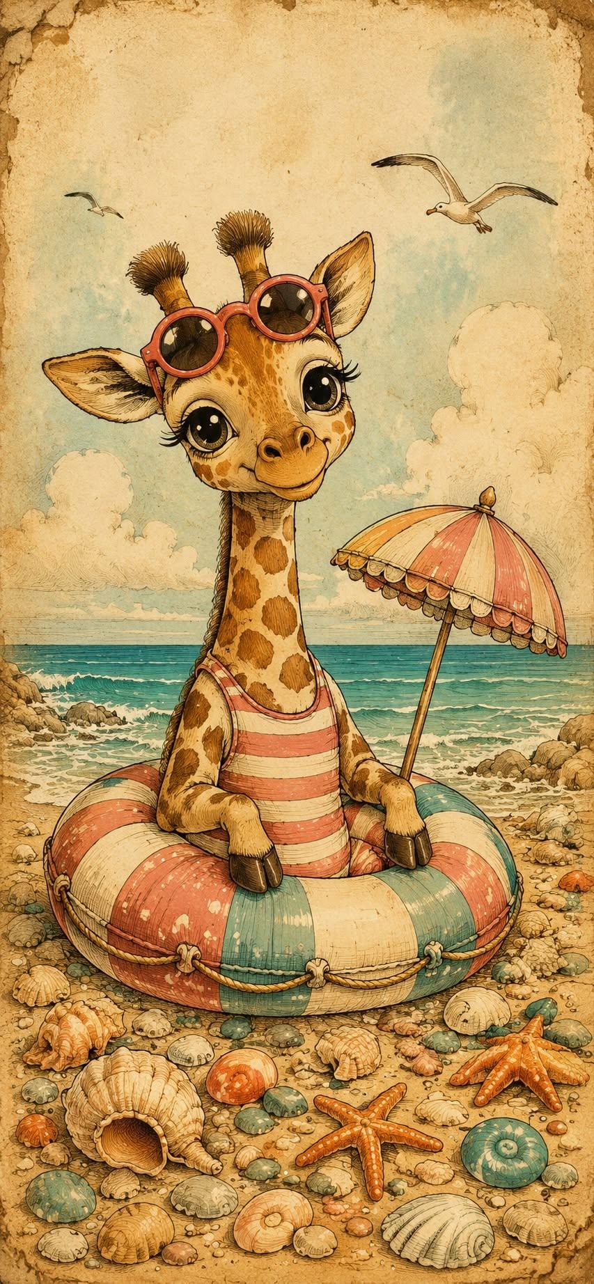 Giraffe Beach Wallpaper