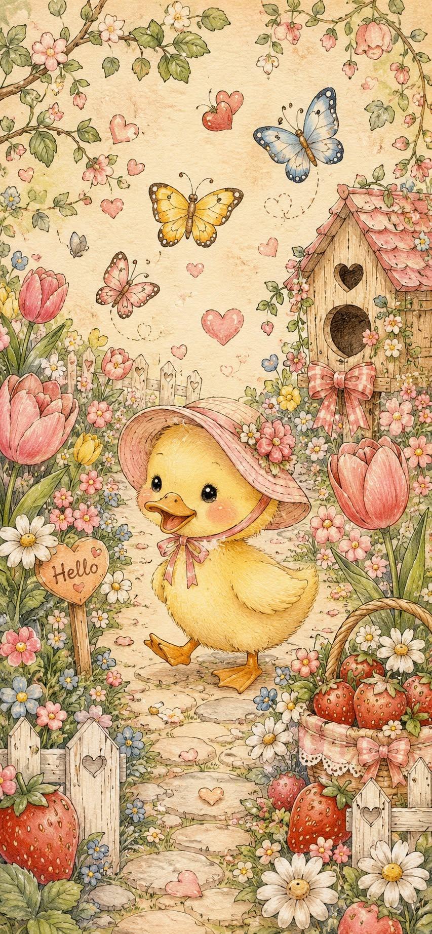 Cute Duck Garden Wallpaper