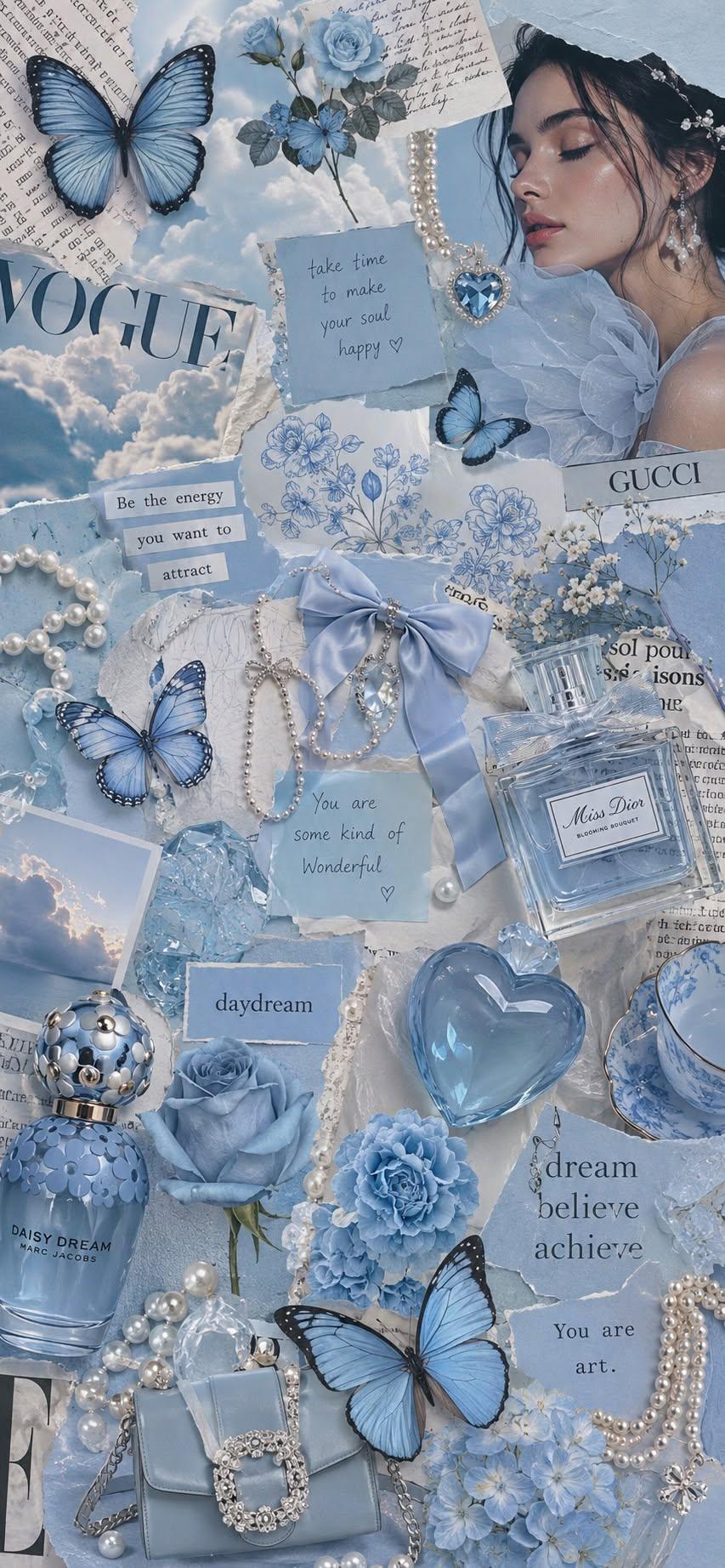Dreamy Blue Butterfly Collage Wallpaper