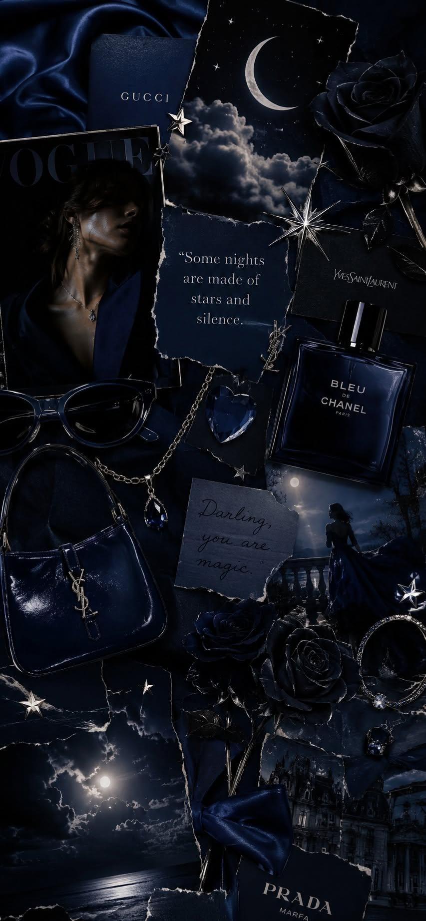 Midnight Blue Luxury Collage Wallpaper