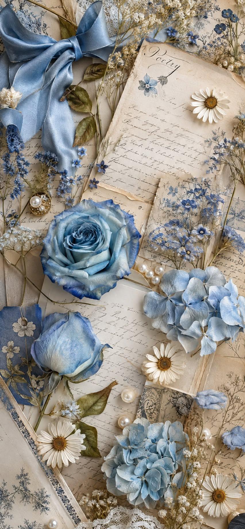 Pressed Flowers Poetry Wallpaper