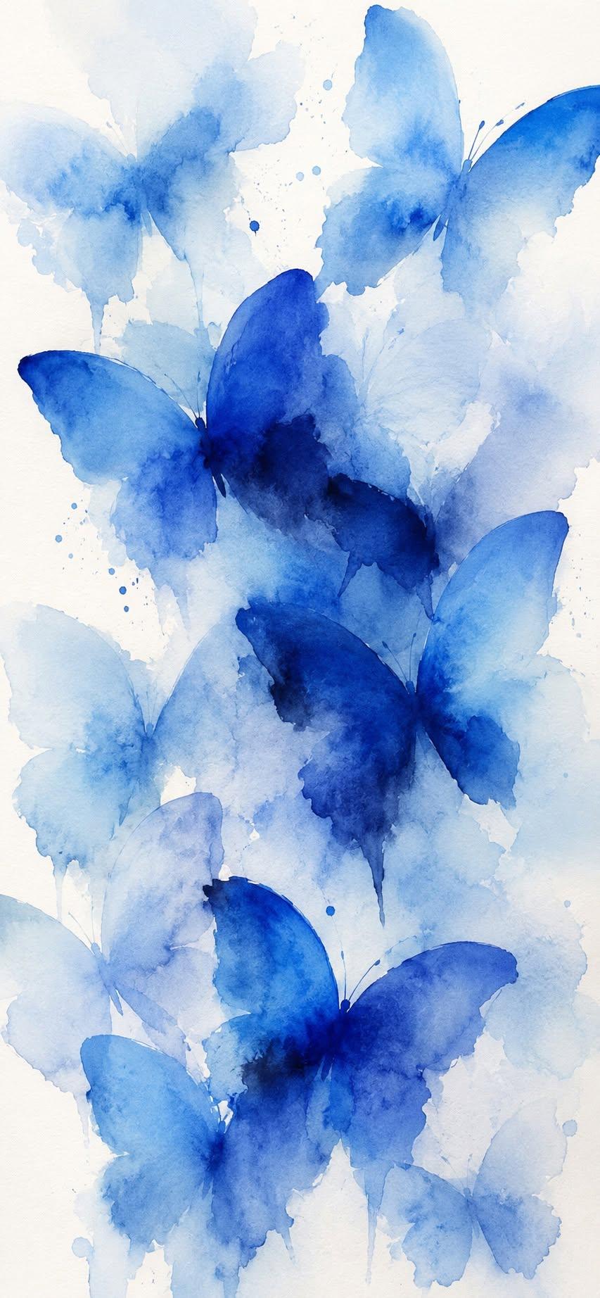 Watercolor Blue Butterfly Bleed