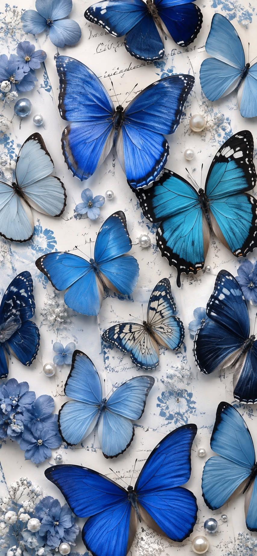 Blue Butterfly Dreamscape Wallpaper