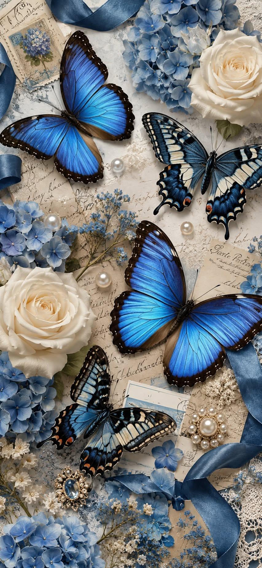Azure Butterfly Elegance Wallpaper