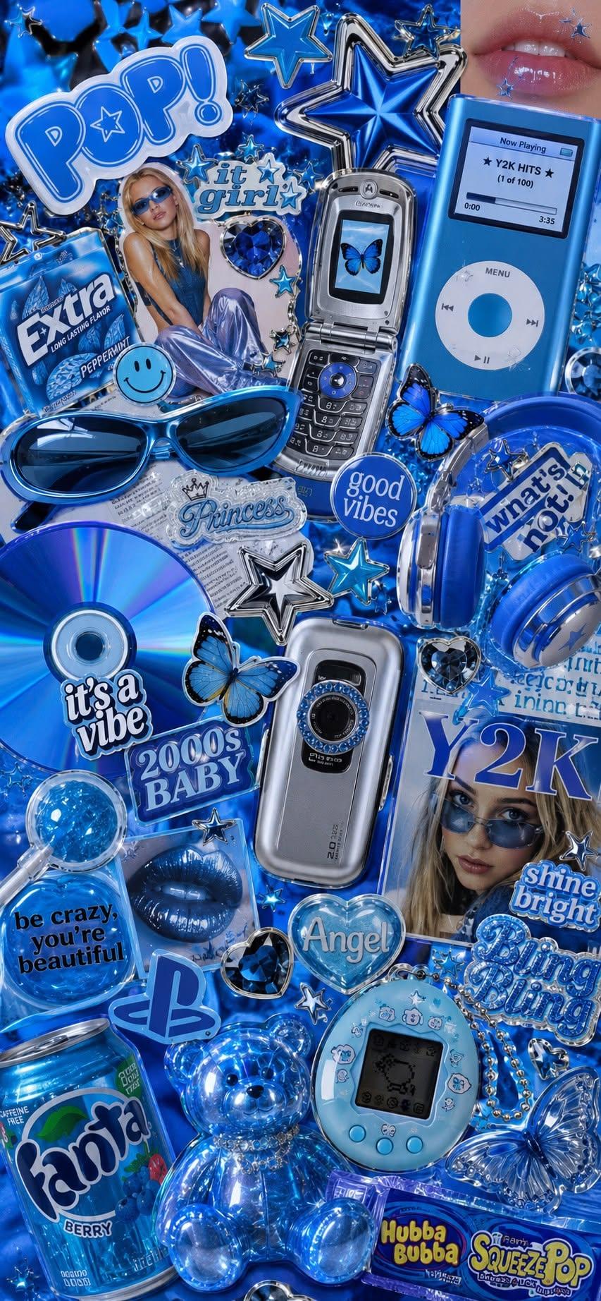 Retro Pop Blue Wallpaper