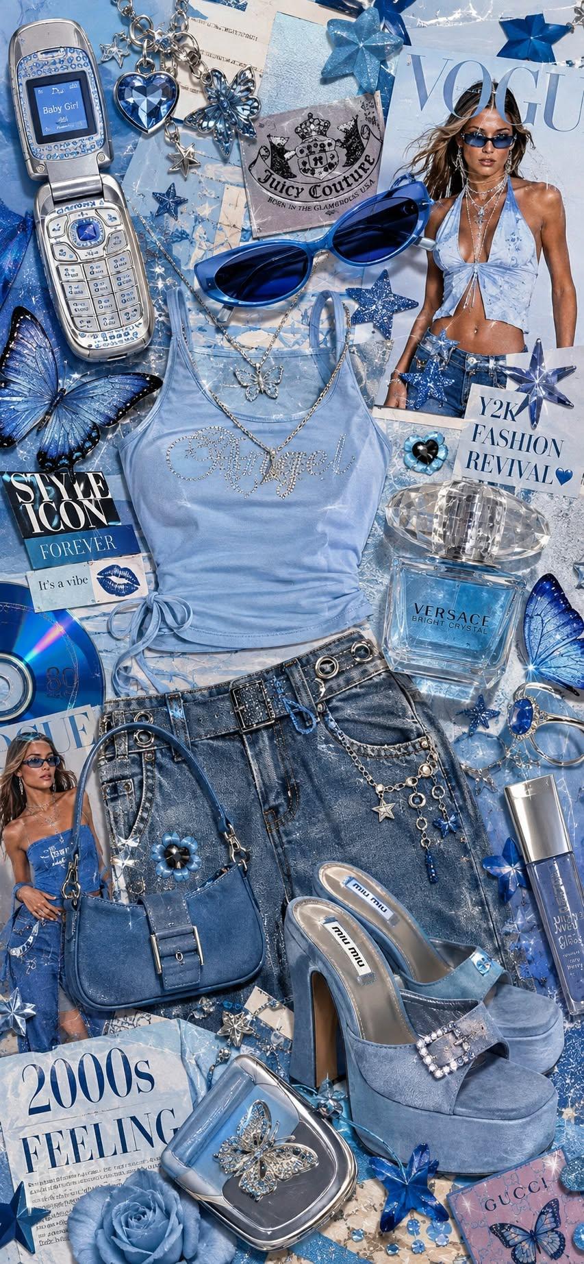 2000s Blue Fashion Wallpaper