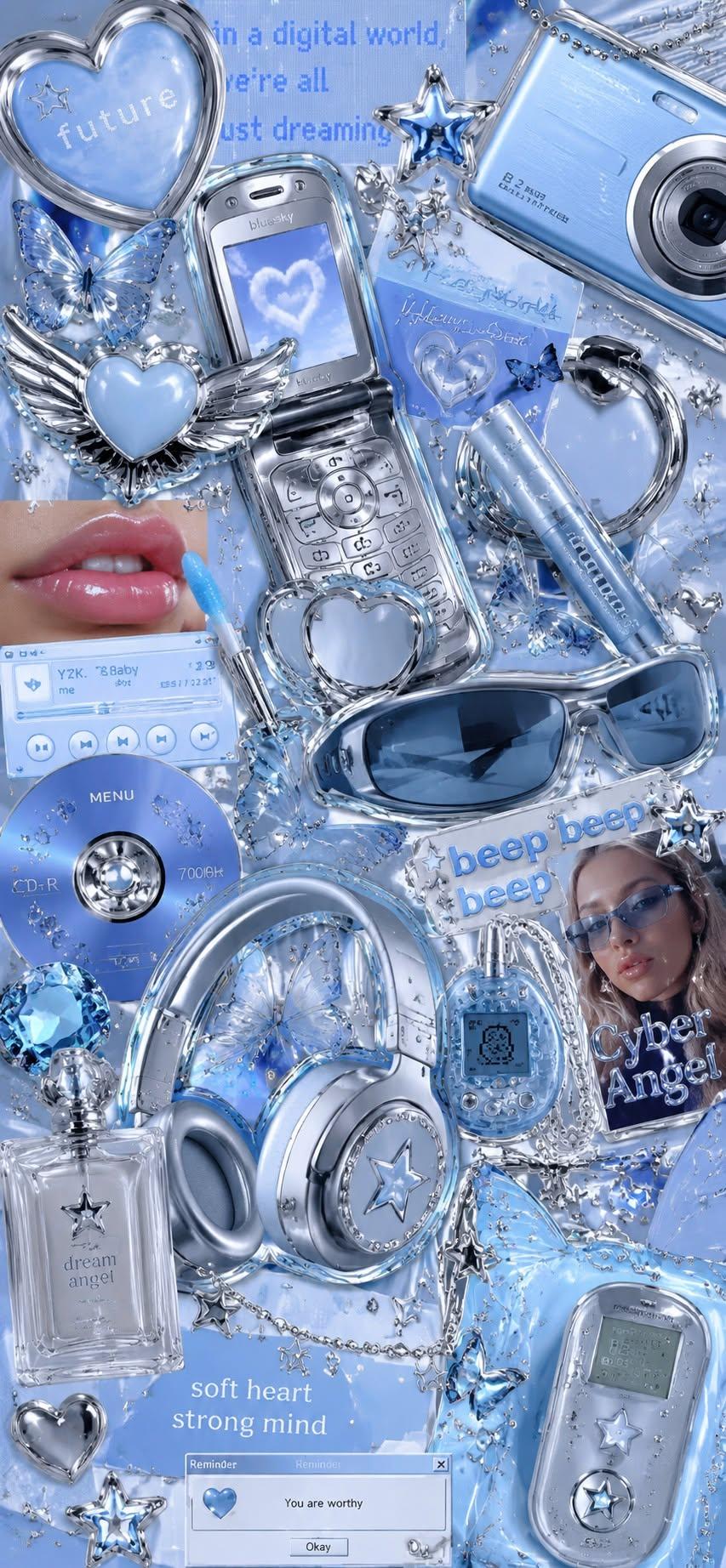 Chrome and Baby Blue Wallpaper