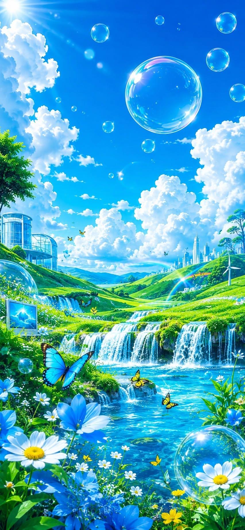 Blue Nature Frutiger Aero Wallpaper