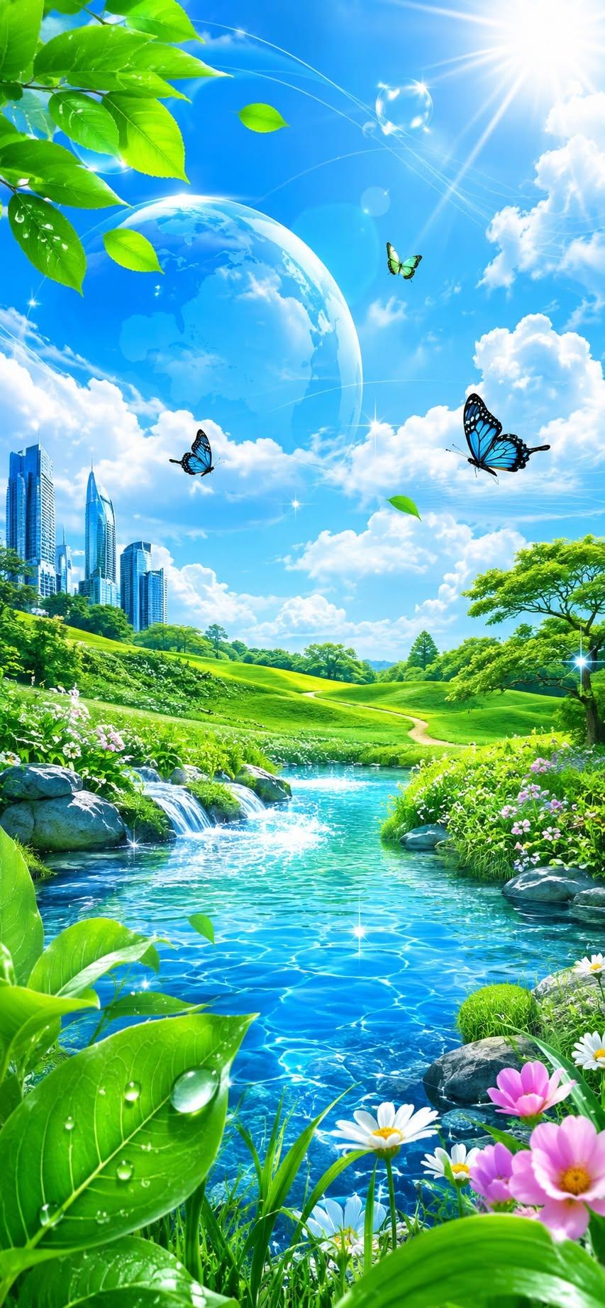 Blue Nature River Wallpaper