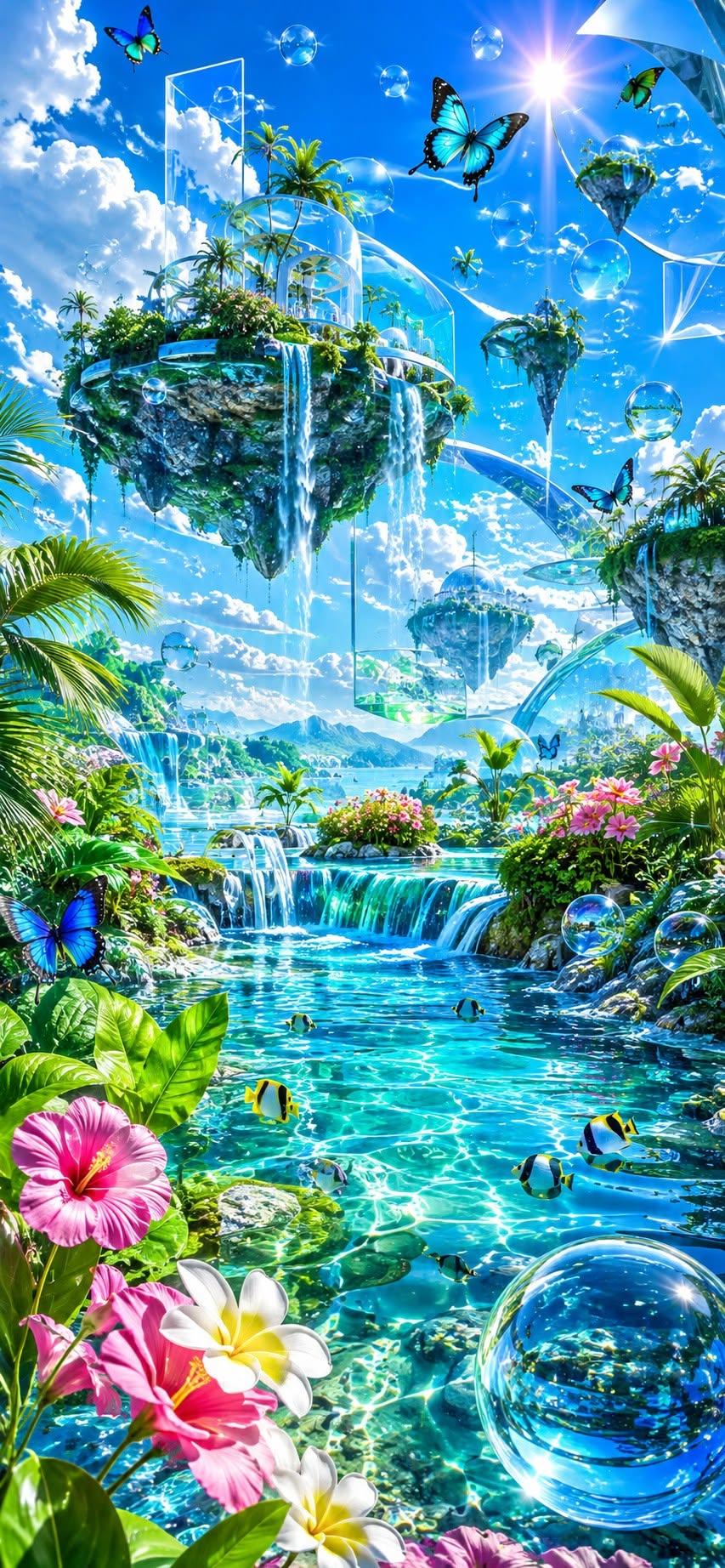 Tropical Floating Islands Wallpaper