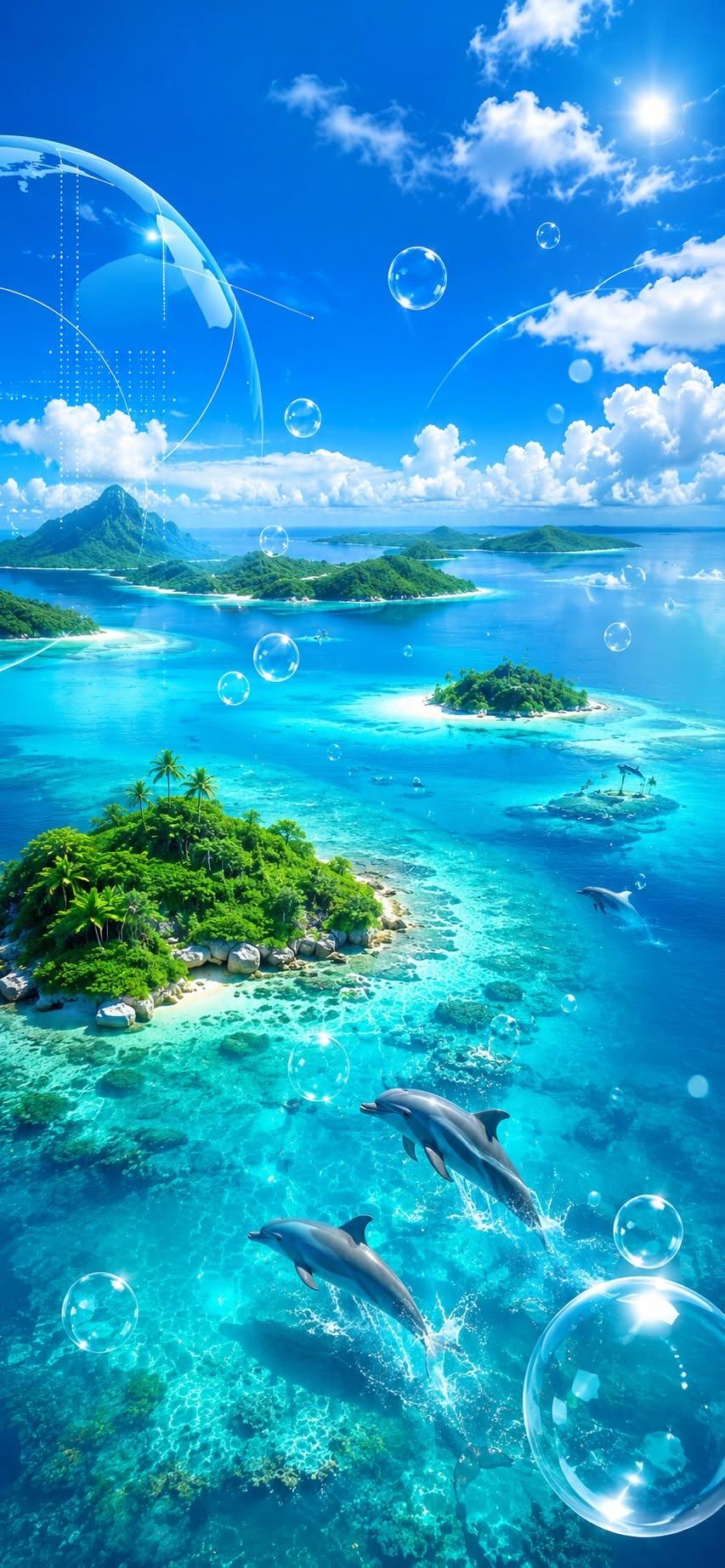 Frutiger Aero Tropical Island Wallpaper