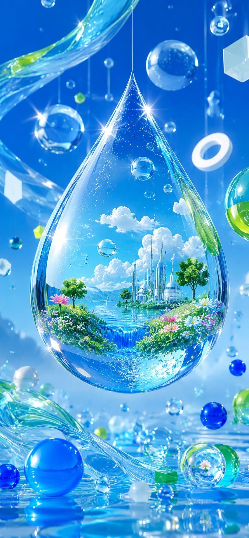 Frutiger Aero Water Droplet World