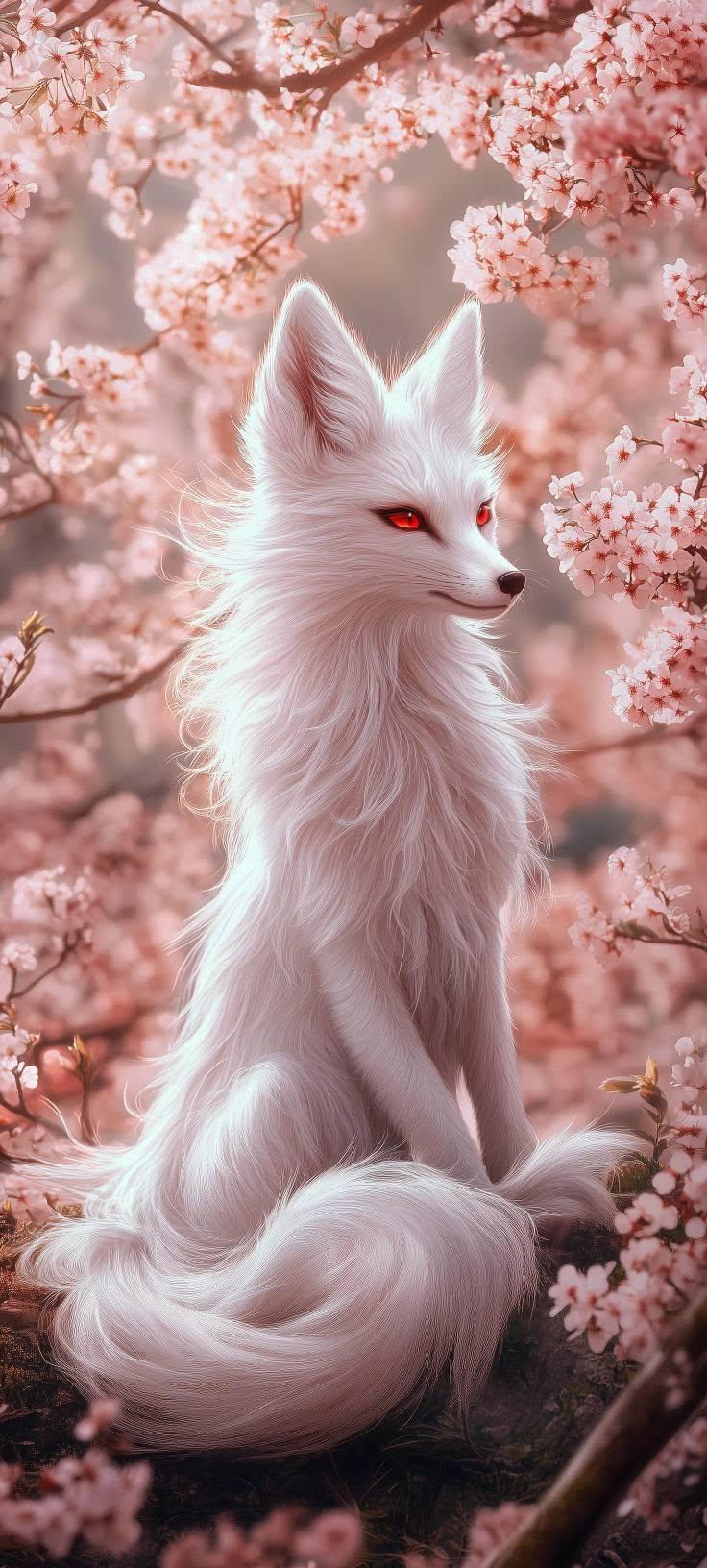 White Kitsune Fox Wallpaper