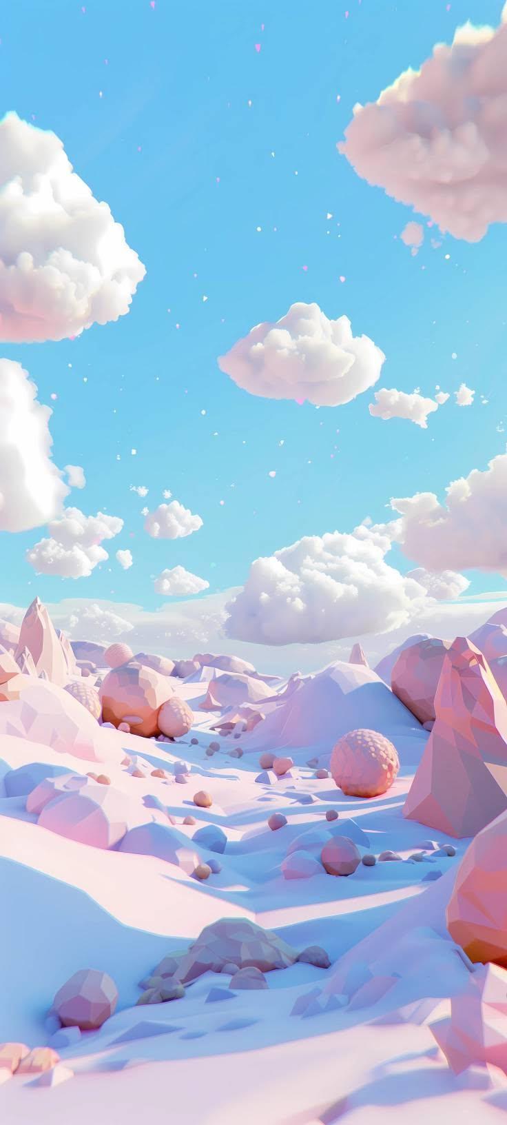 Pastel Lowpoly Landscape Wallpaper