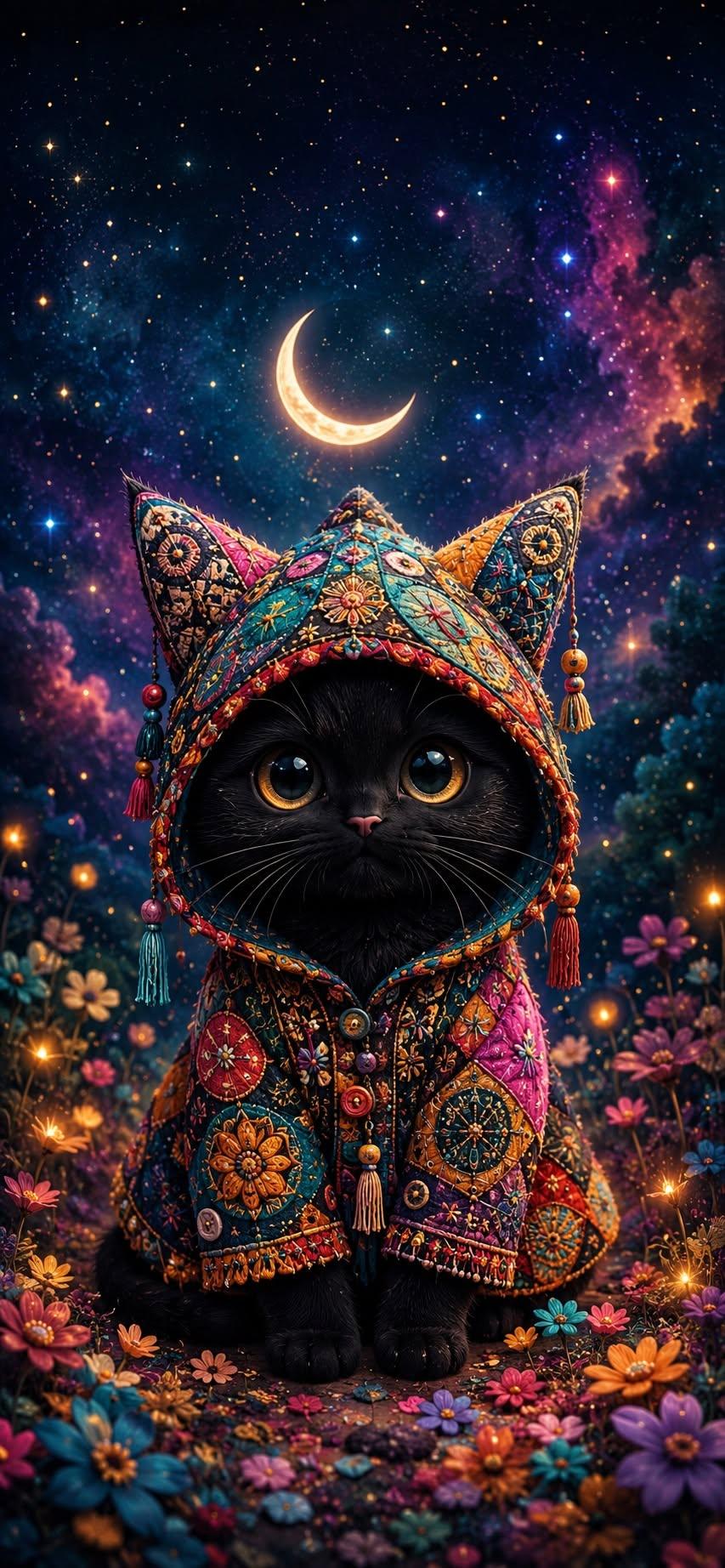 Mystical Black Cat Wallpaper