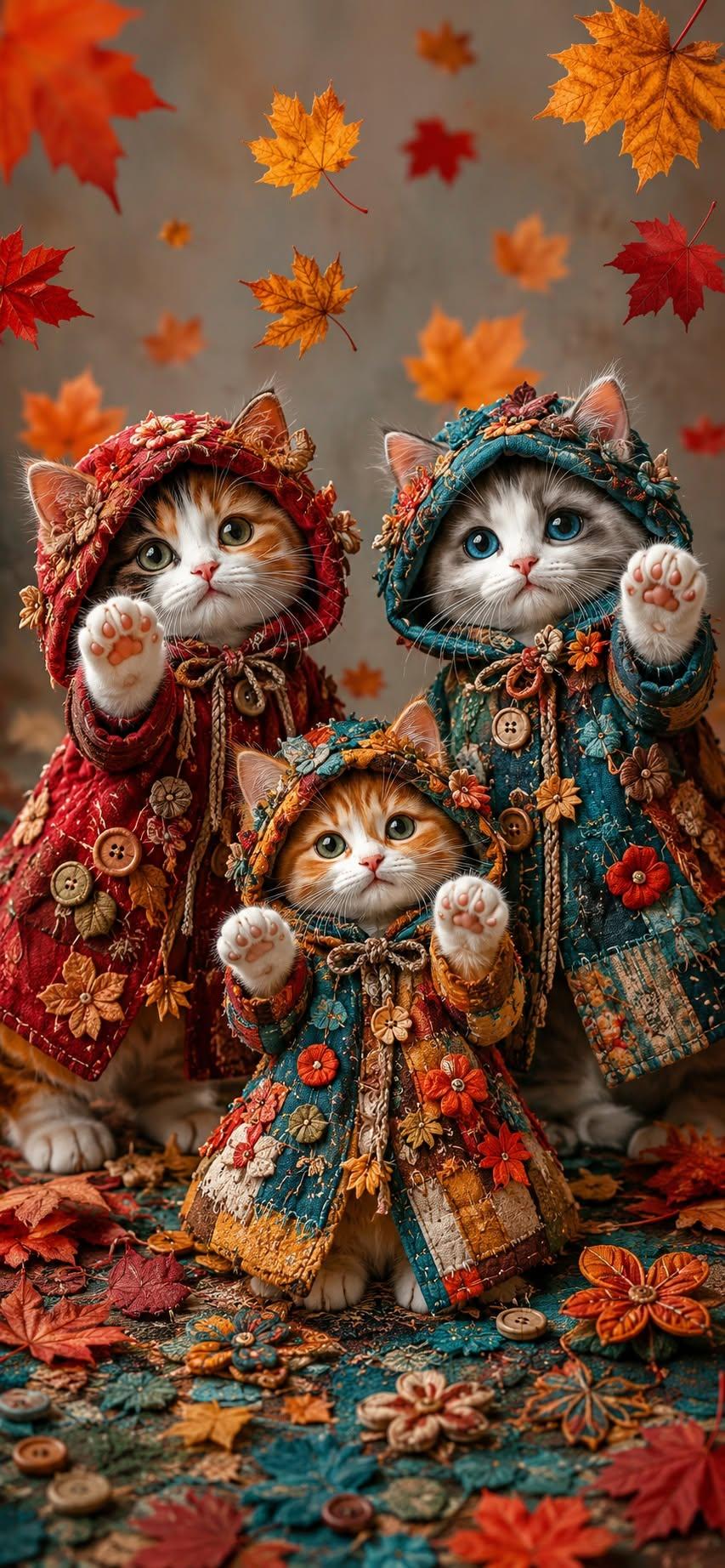 Cute Autumn Kittens Wallpaper