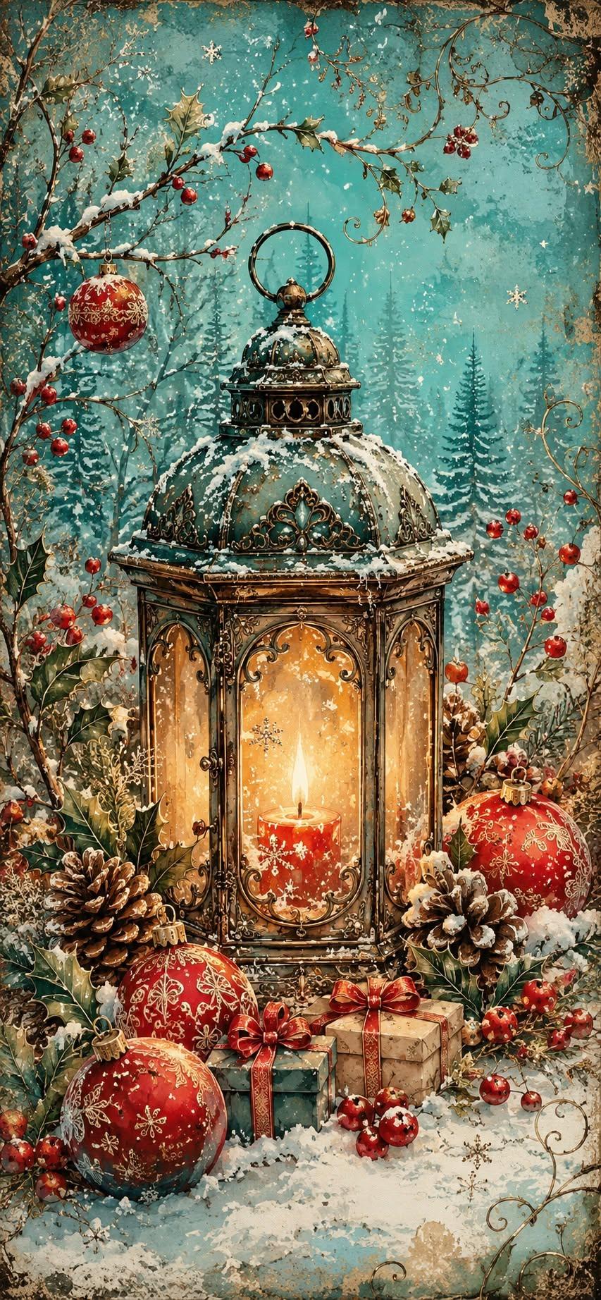 Cute Christmas Lantern Wallpaper