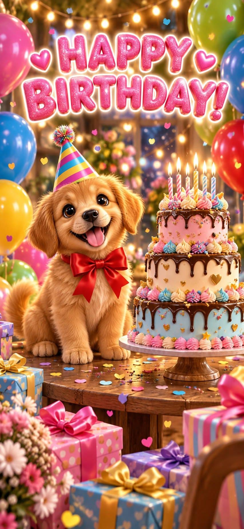Happy Birthday Puppy Party Wallpaper