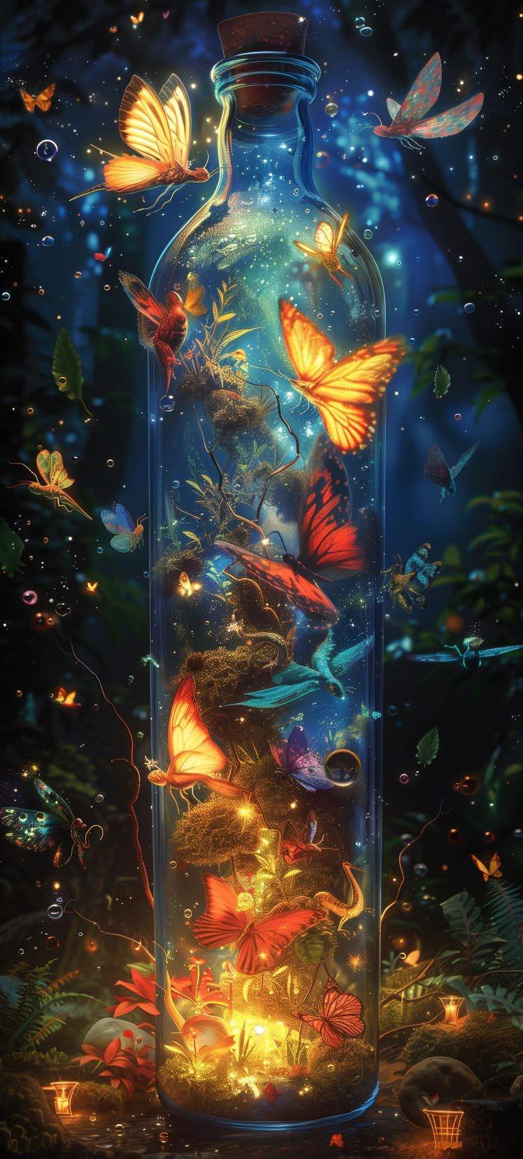 Enchanted Butterfly Bottle Wallpaper