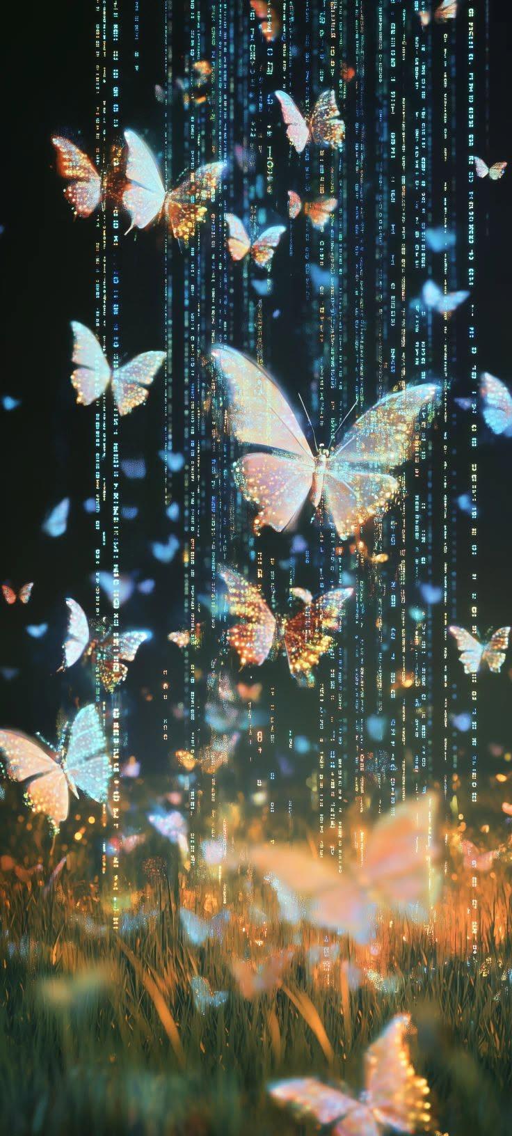 Digital Butterfly Rain Wallpaper