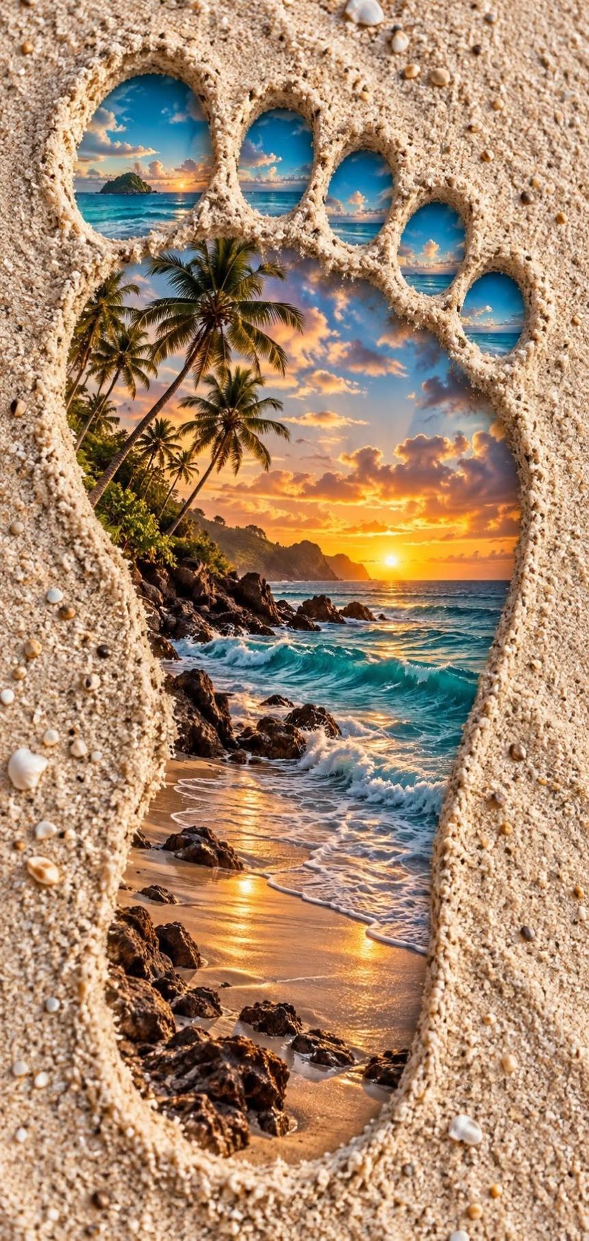 Tropical Footprint Beach Wallpaper