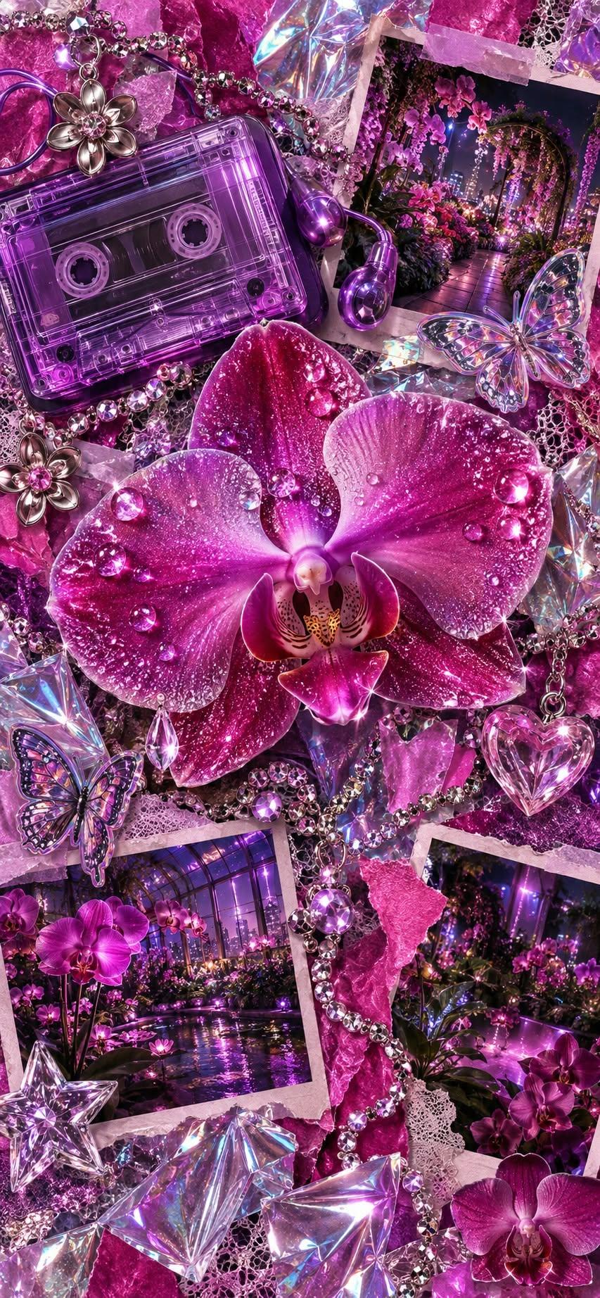 Orchid Dreams Y2K Glitter Wallpaper