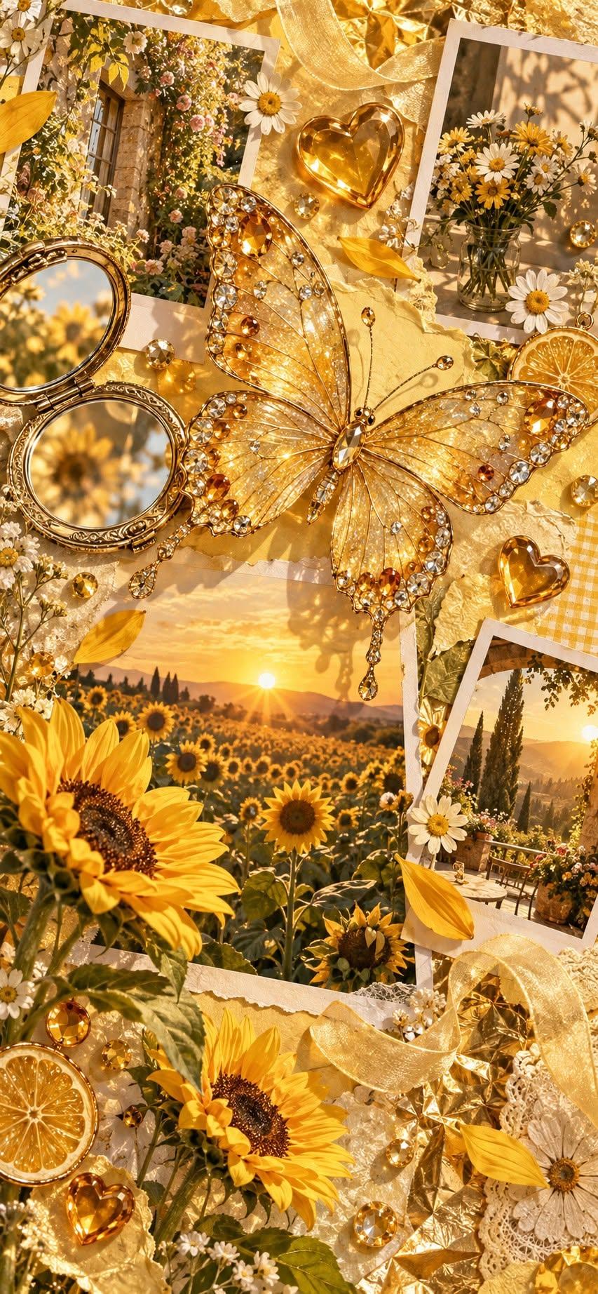 Golden Butterfly Garden Scrapbook Wallpaper