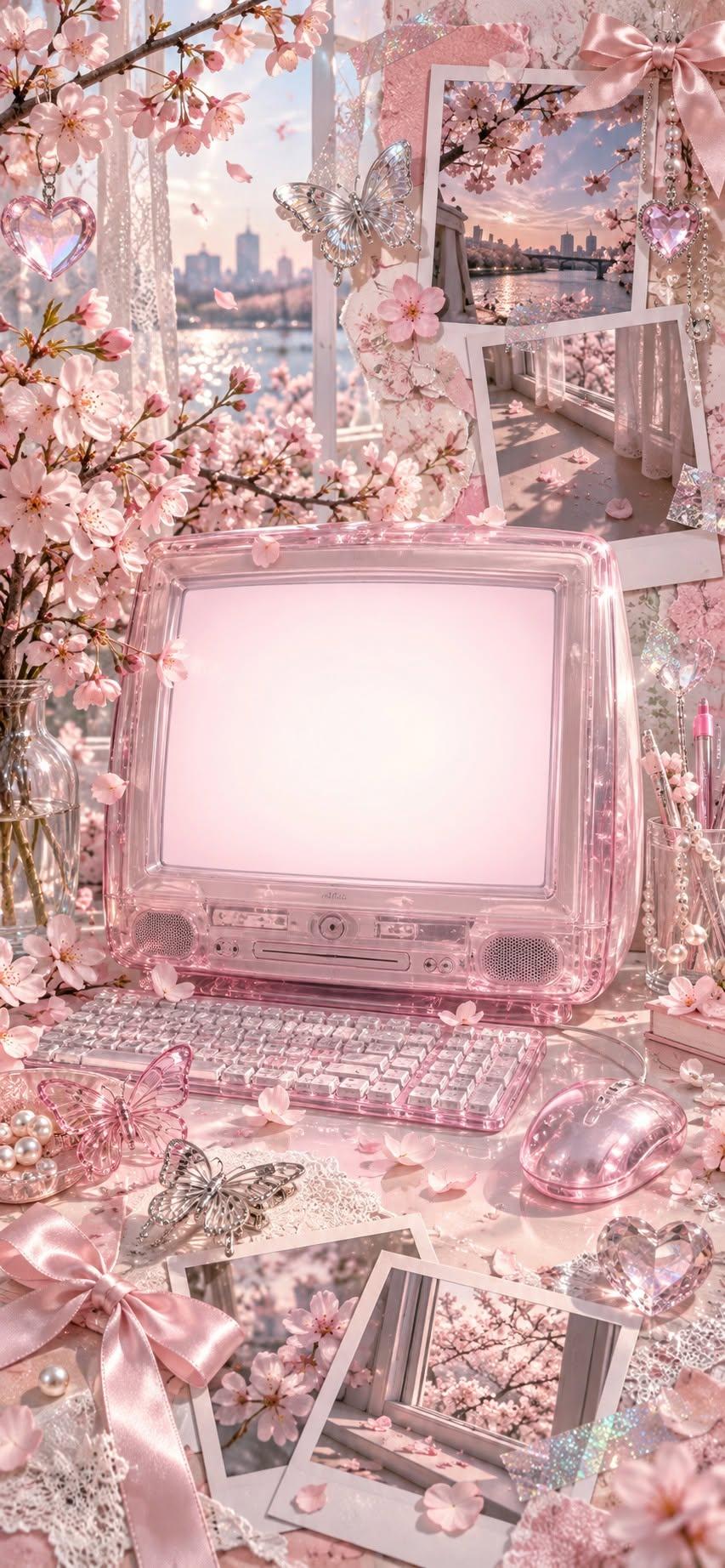 Cherry Blossom Y2K Computer Wallpaper