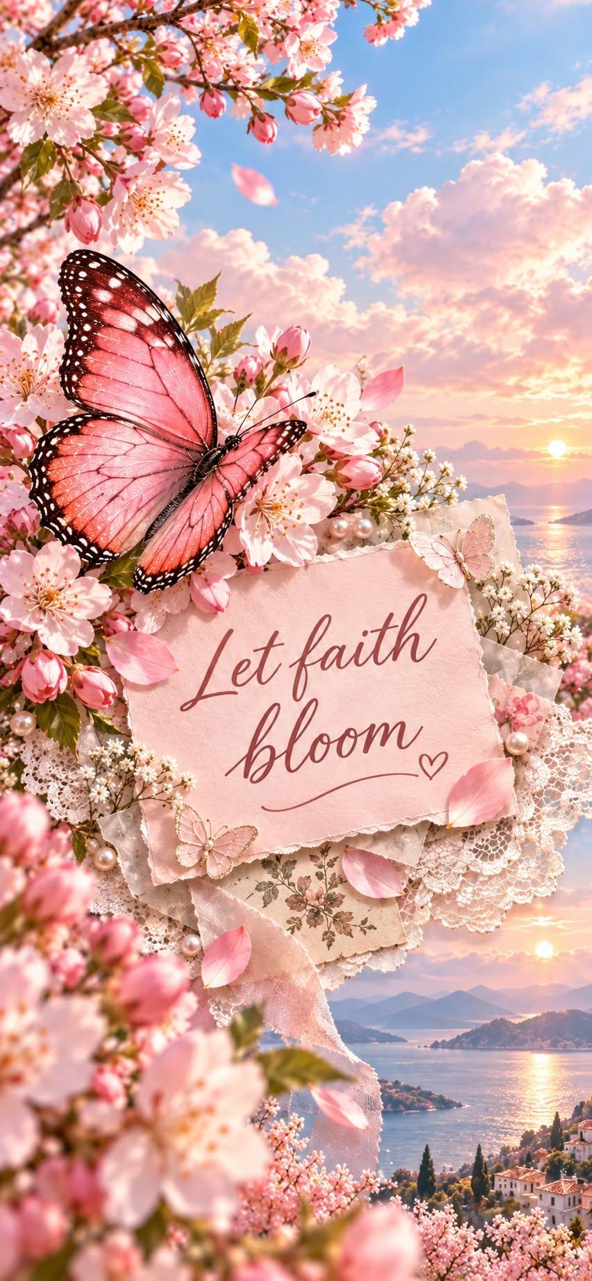Let Faith Bloom Butterfly Wallpaper
