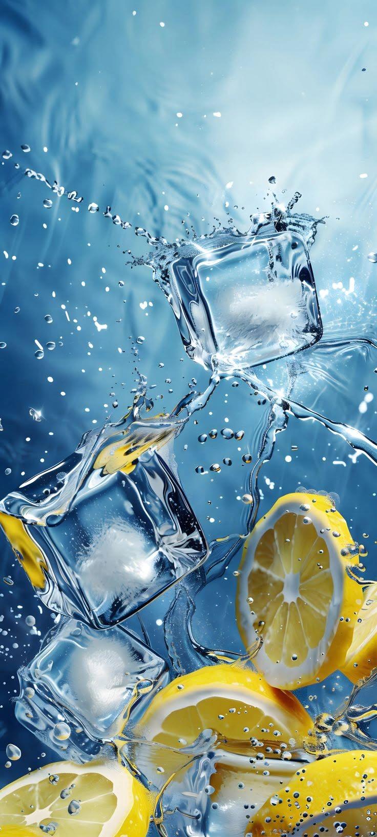 Icy Lemon Splash Wallpaper