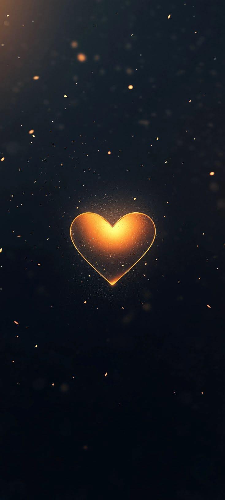 Glowing Golden Heart Wallpaper