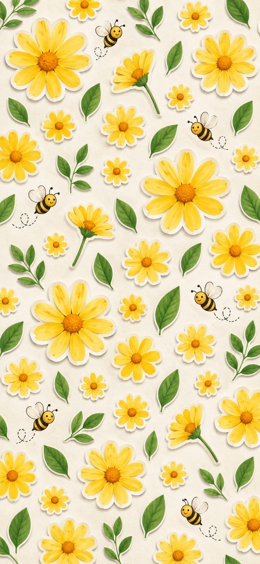 Cute Yellow Daisy Bee Wallpaper