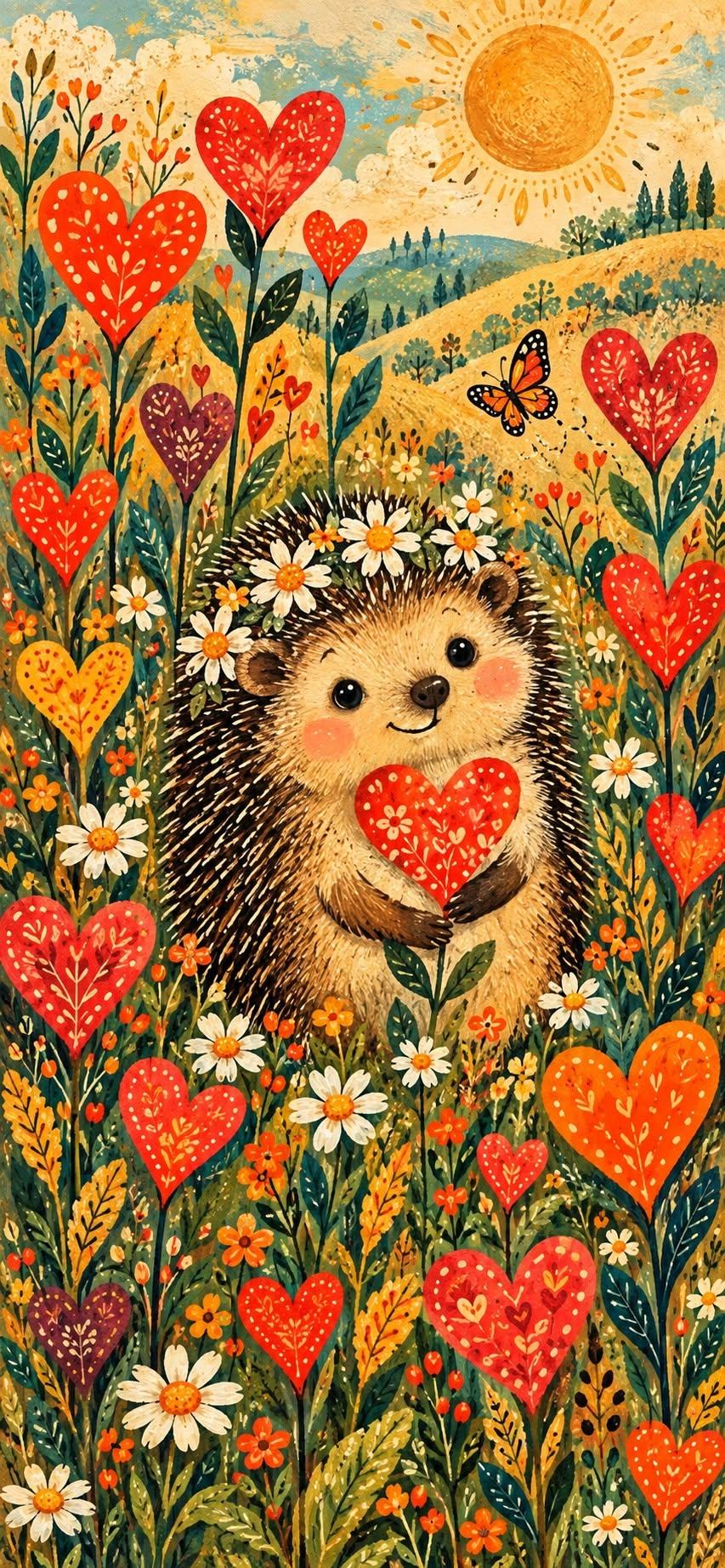 Happy Hedgehog Garden Wallpaper