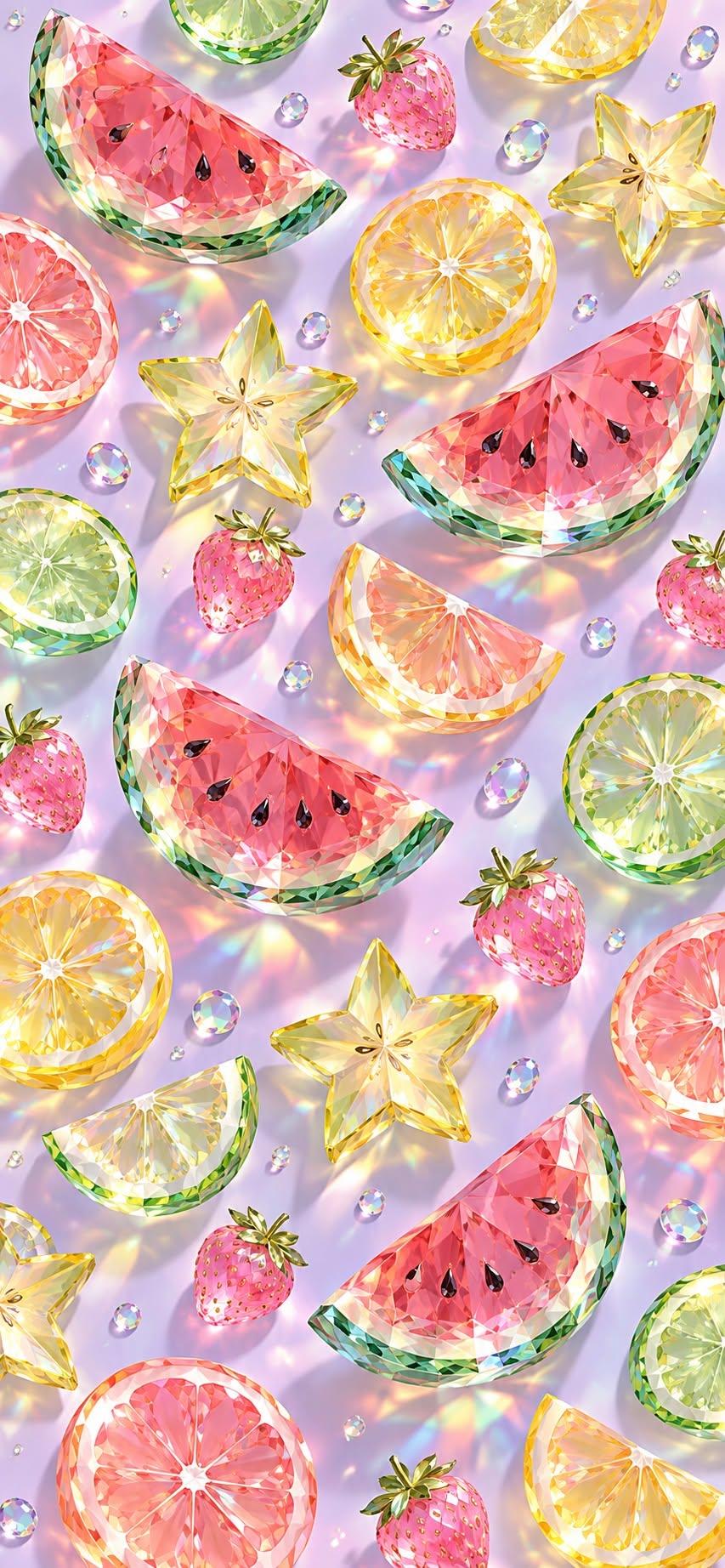 Pastel Crystal Fruit Wallpaper
