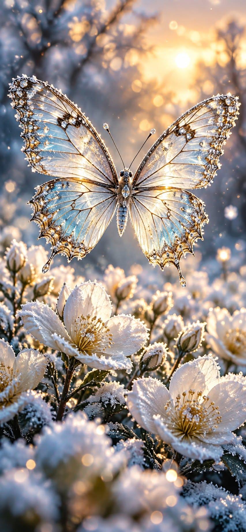 Winter Glow Butterfly Wallpaper