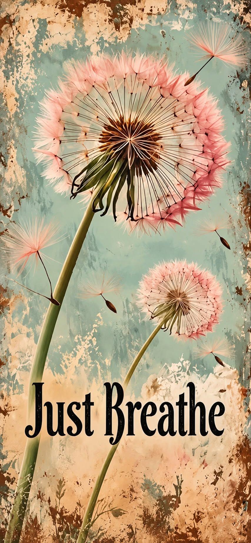 Just Breathe Dandelion Wallpaper in Vintage Teal