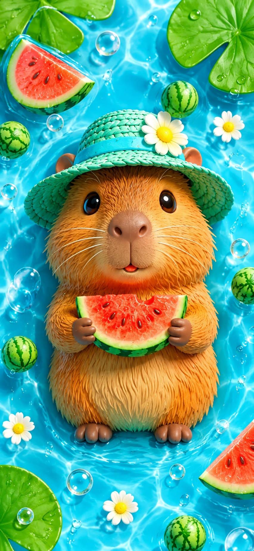 Cute Watermelon Guinea Pig Wallpaper