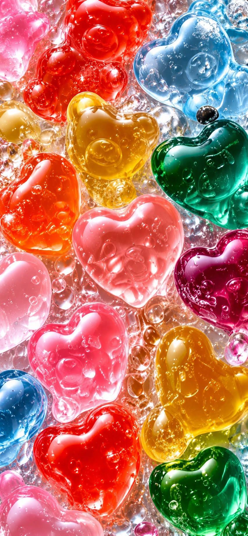 Colorful Gummy Bears & Hearts iPhone Wallpaper | Cute Candy Aesthetic