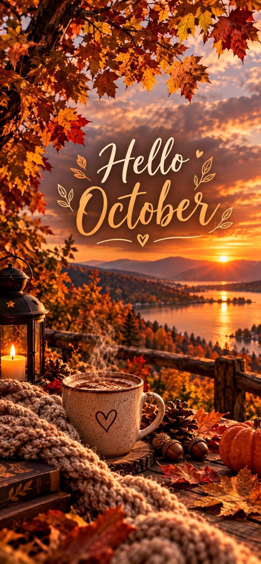 Cozy Hello October Autumn Wallpaper