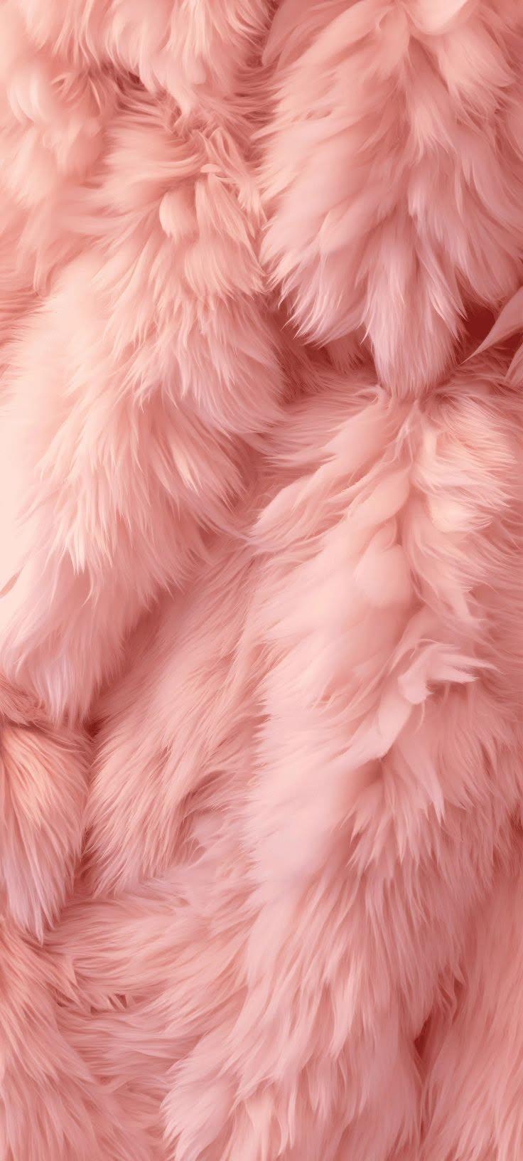 Pink Fluffy Fur Texture Wallpaper in Soft Blush